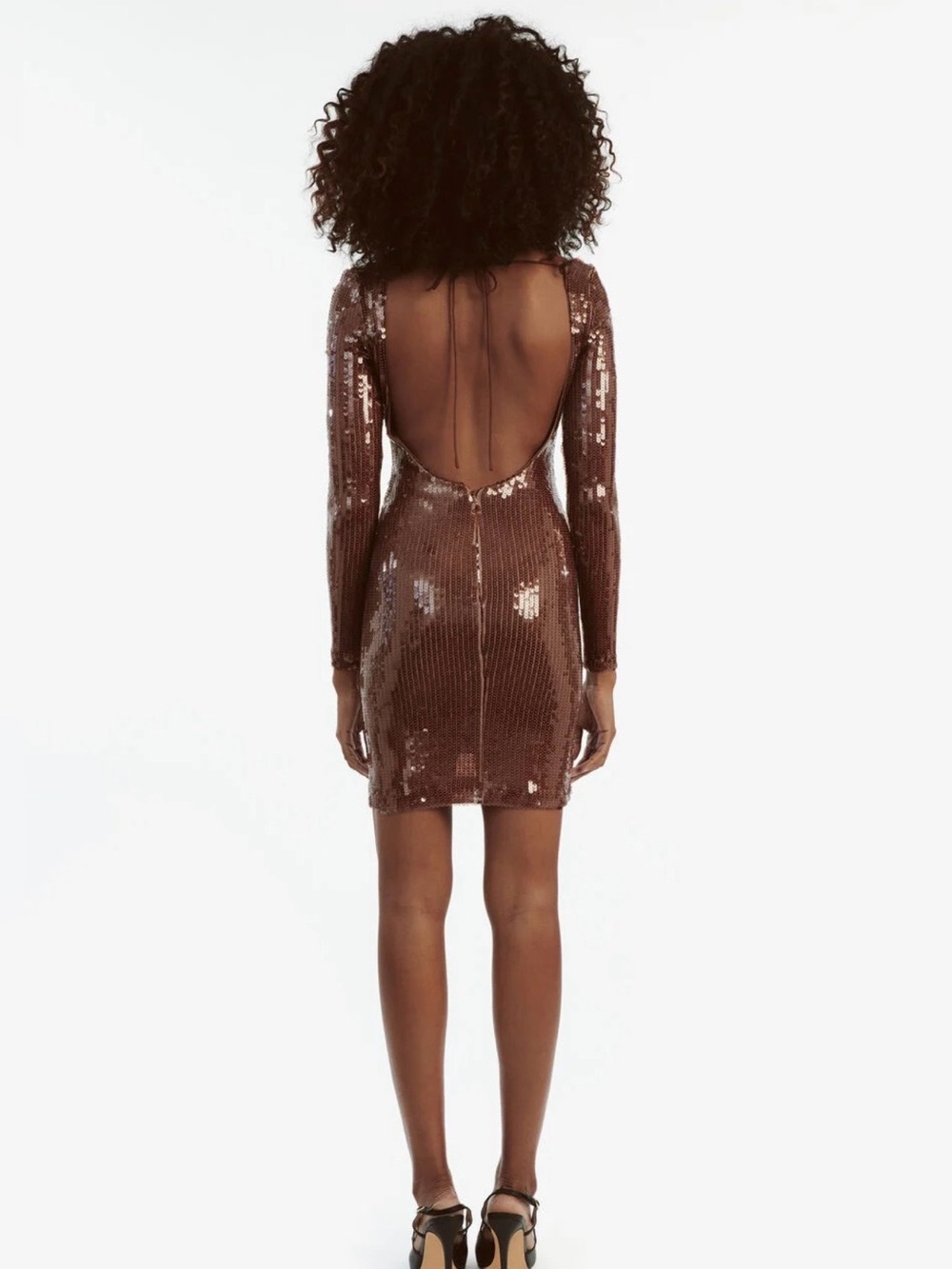 Bardot Verona Sequin Mini Dress In Chocolate size 12 - Picture 2 of 5